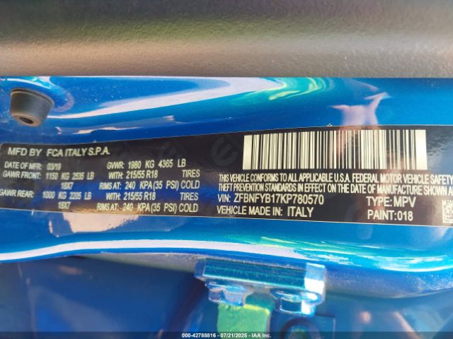 2019 FIAT 500X ZFBNFYB17KP780570 Photo 8