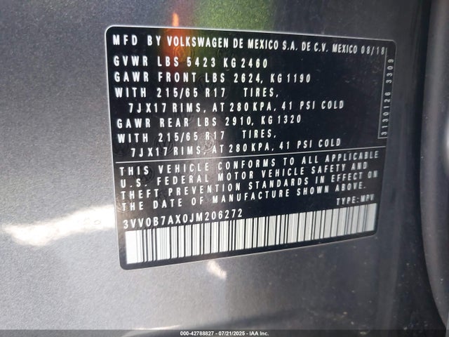 3VV0B7AX0JM206272 Volkswagen Tiguan