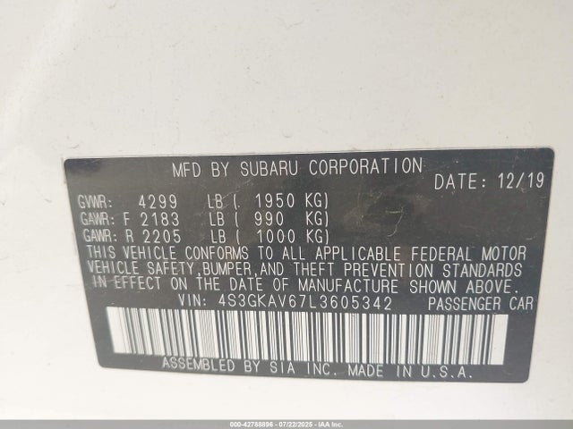 4S3GKAV67L3605342 Subaru Impreza