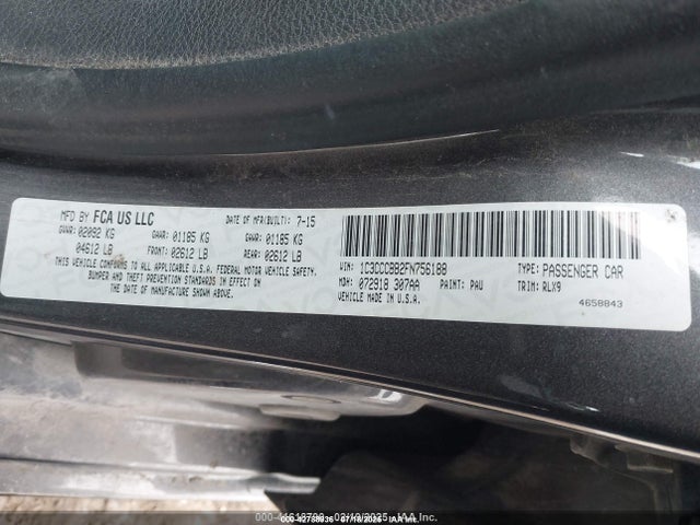 Aukcja sprzedaży 2015 Chrysler 200 S, vin: 1C3CCCBB2FN756188, numer aukcji: 42788936