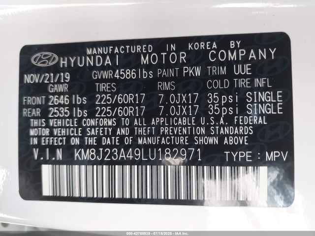 Hyundai gdi nu 2020 KM8J23A49LU182971 Image 9