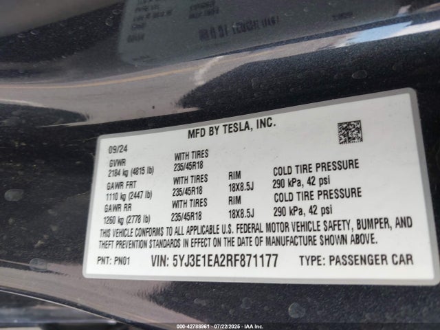 2024 TESLA MODEL 3 5YJ3E1EA2RF871177 Photo 8