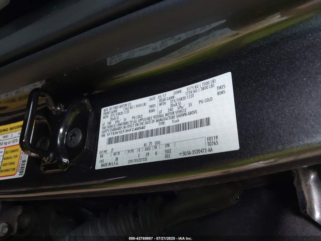 Ford 5.0l-4v 2017 1FTEW1EF3HFC49540 Image 9