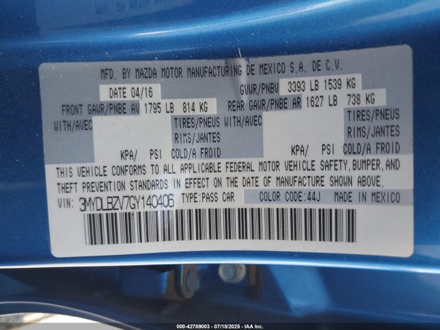 3MYDLBZV7GY140406 Scion p5v