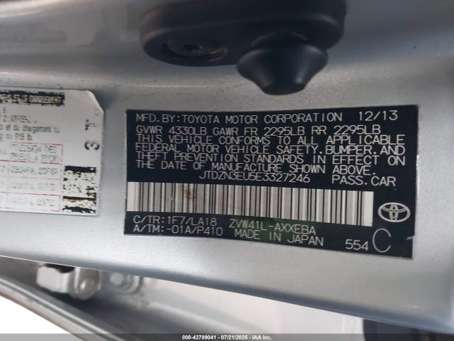 JTDZN3EU5E3327246 Toyota 2zr-fxe+5jm
