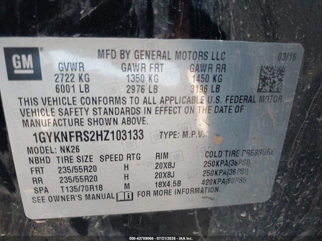 2017 CADILLAC XT5 1GYKNFRS2HZ103133 Photo 8