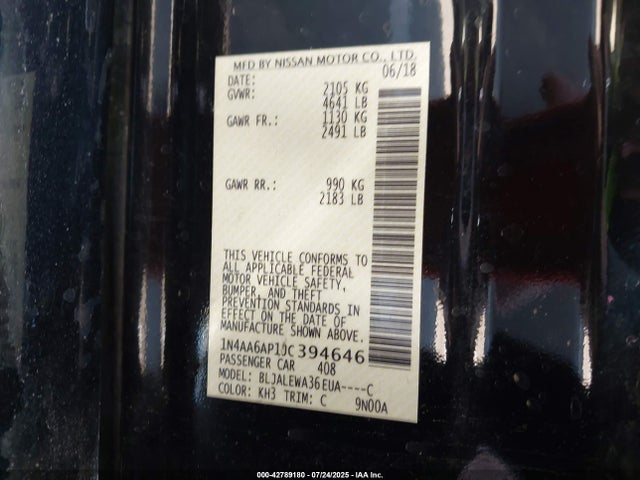 Nissan 2018 2018 1N4AA6AP1JC394646 Image 9