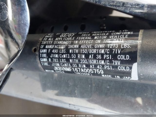 2007 KAWASAKI VN2000 JKBVNMF167A005759 Photo 9