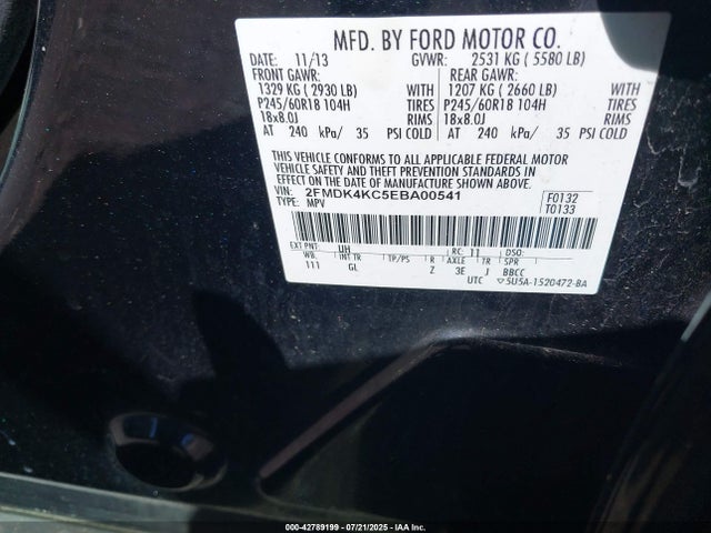 2FMDK4KC5EBA00541 Ford Edge