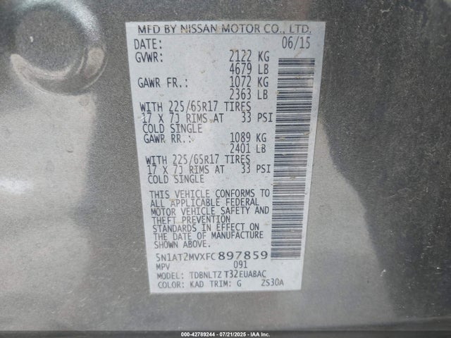 Nissan 2015 2015 5N1AT2MVXFC897859 Image 9