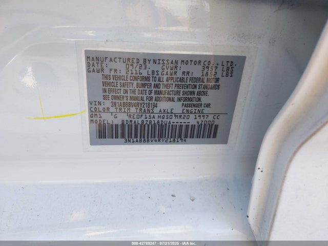 Nissan Sentra 2024 3N1AB8BV4RY218194 Image 9
