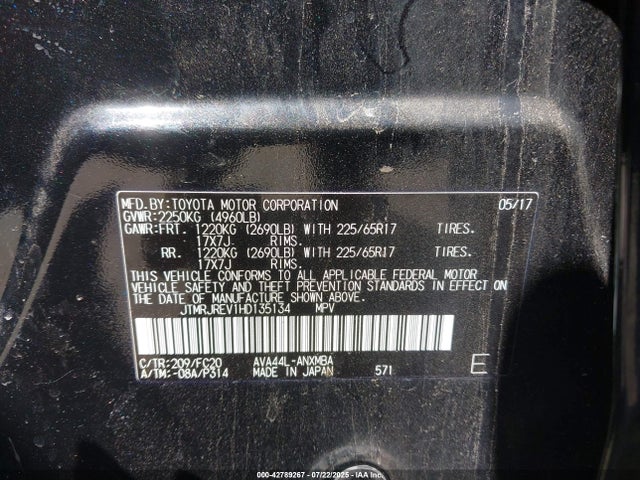JTMRJREV1HD135134 Toyota 2ar-fxe, 2jm+2fm