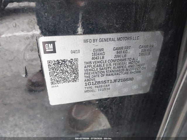 Chevrolet lfv - direct injection, variable valve timing, gen 1 2018 1G1ZB5ST1JF216680 Image 9