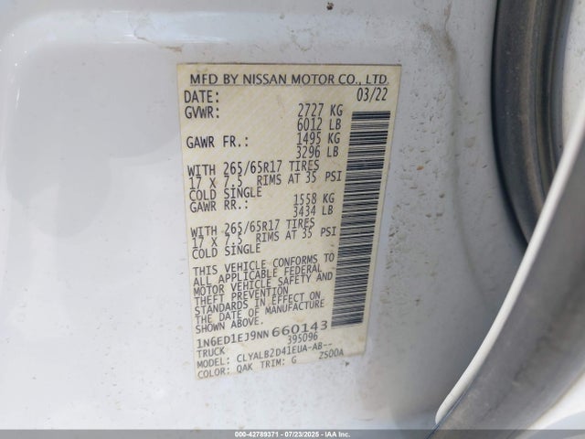 Nissan 2022 2022 1N6ED1EJ9NN660143 Image 9