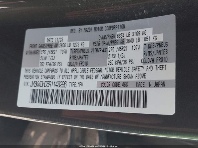 2024 MAZDA CX-90 JM3KKDHD6R1148296 Photo 8