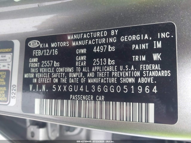 5XXGU4L36GG051964 KIA t-gdi theta ii