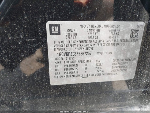 1GCVKREC6FZ357257 Chevrolet l83 - vvt, active fuel management, aluminum