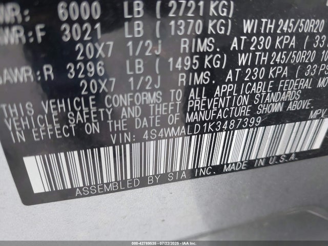 4S4WMALD1K3487399 Subaru 2019