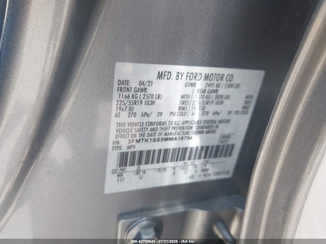 3FMTK1SS5MMA18794 Ford 2021