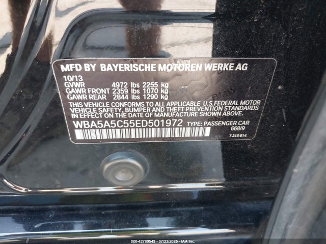 BMW 2014 2014 WBA5A5C55ED501972 Image 9