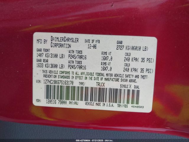 2007 MITSUBISHI RAIDER 1Z7HC28K67S163170 Photo 8