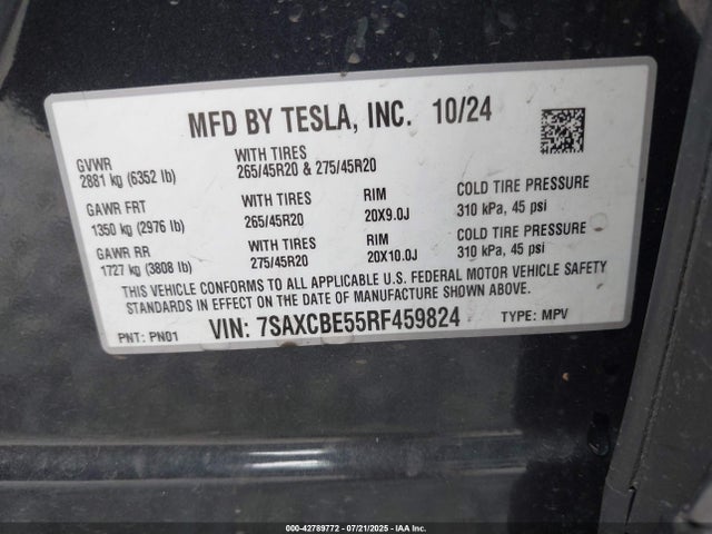 2024 TESLA MODEL X 7SAXCBE55RF459824 Photo 8