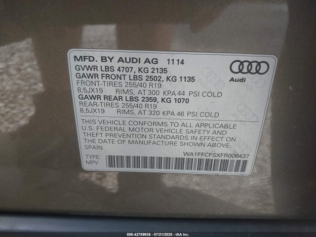 2015 AUDI Q3 WA1FFCFSXFR006437 Photo 8