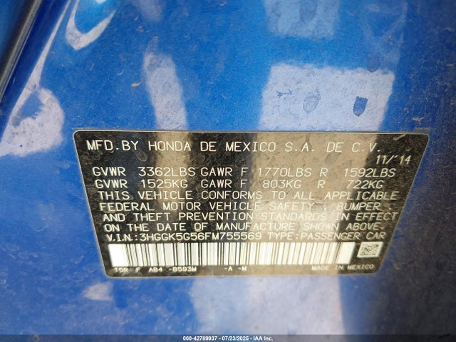 3HGGK5G56FM755569 Honda l15b1
