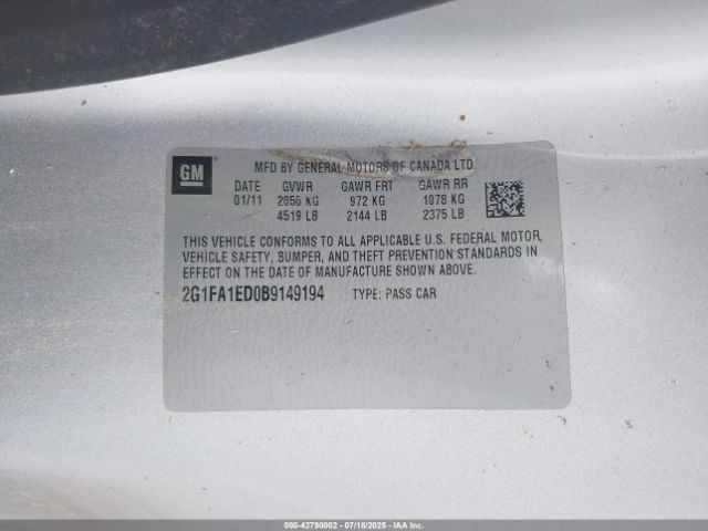 2011 CHEVROLET CAMARO 2G1FA1ED0B9149194 Photo 8