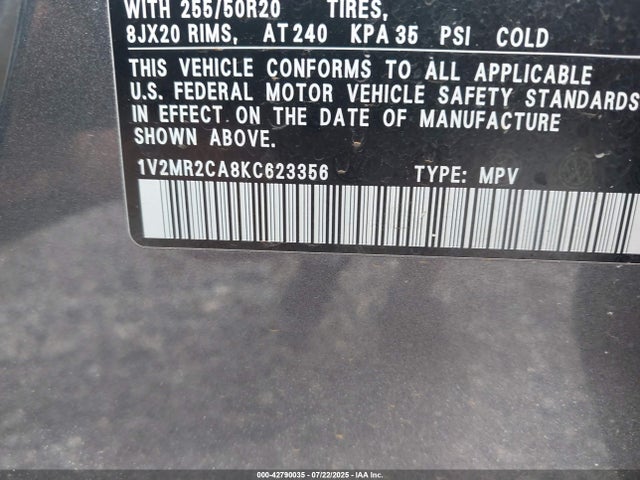 Volkswagen 2019 2019 1V2MR2CA8KC623356 Image 9