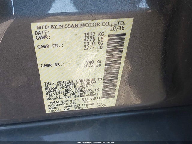 1N4AL3AP9HC150388 Nissan 2017