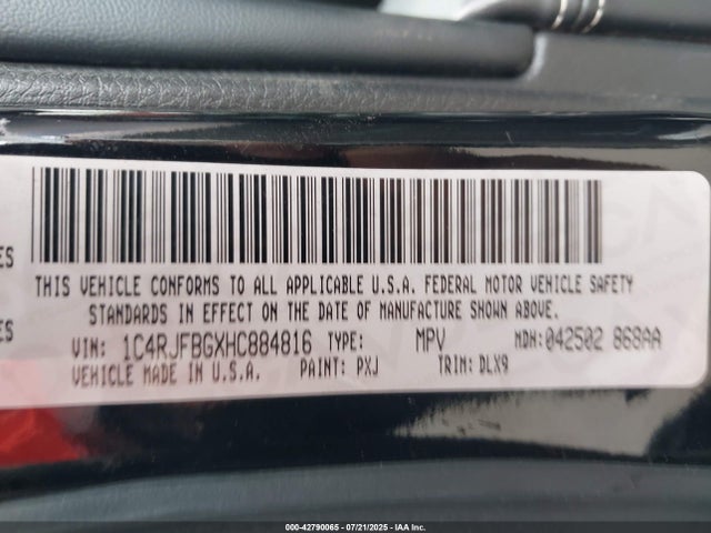1C4RJFBGXHC884816 Jeep Grand Cherokee