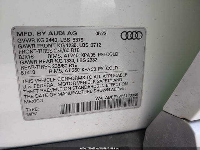 2023 AUDI Q5 WA1ABBFY8P2163009 Photo 8