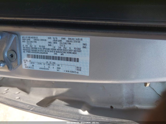 1FMCU0GD2KUA24530 Ford 1.5l gtdi sigma w/premium fuel