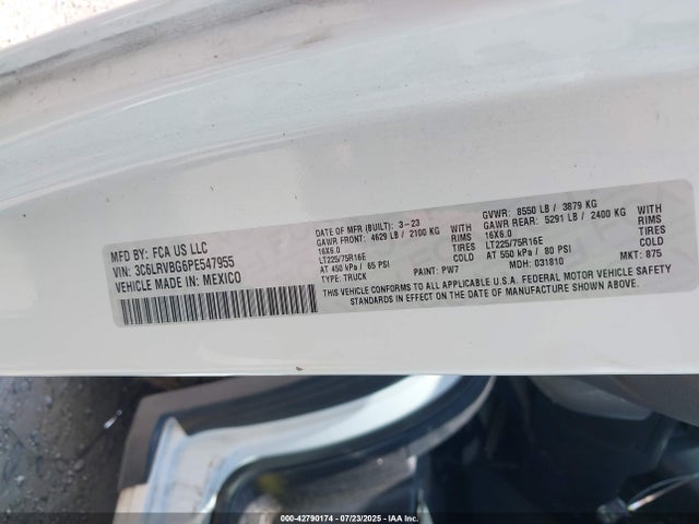 RAM Promaster 1500 2023 3C6LRVBG6PE547955 Image 9