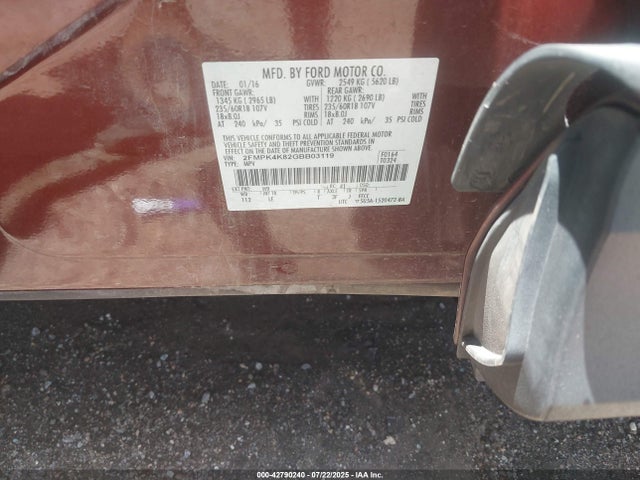 2FMPK4K82GBB03119 Ford Edge