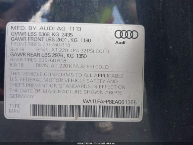 2014 AUDI Q5 WA1LFAFP8EA061355 Photo 8