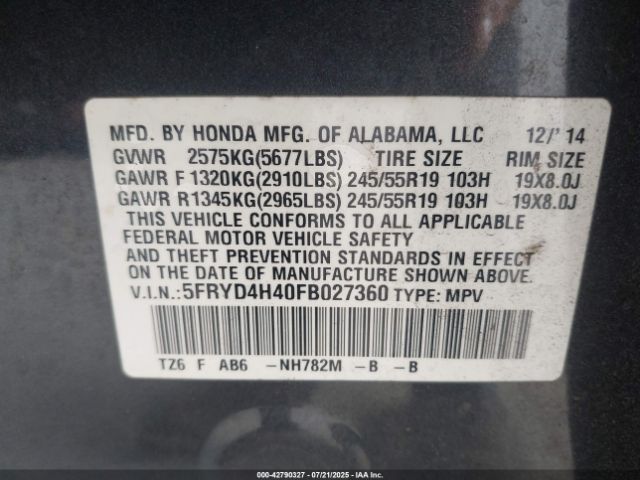 2015 ACURA MDX 5FRYD4H40FB027360 Photo 8