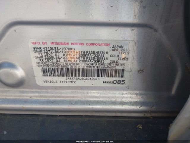 2016 MITSUBISHI OUTLANDER SPORT JA4AP3AU8GZ043925 Photo 8