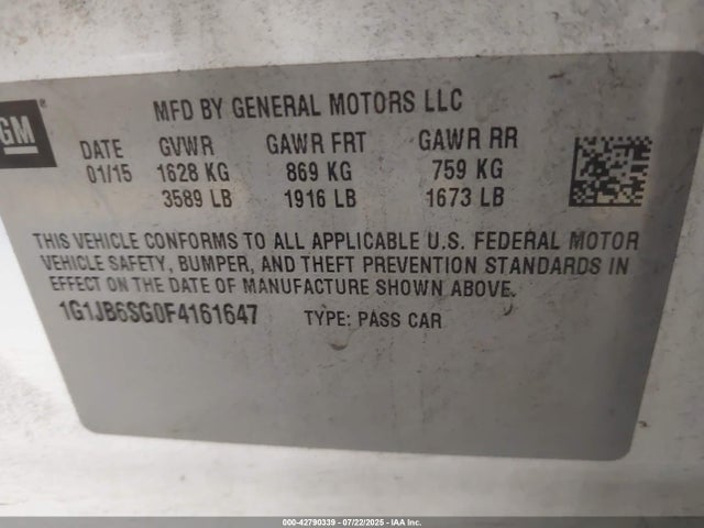 1G1JB6SG0F4161647 Chevrolet lwe