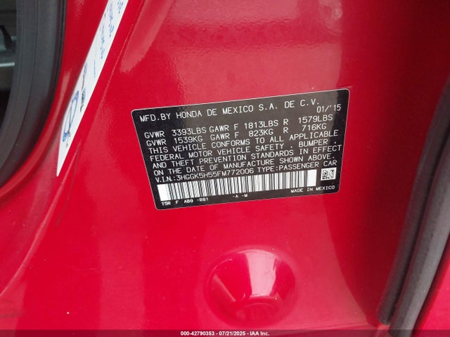 3HGGK5H55FM772006 Honda l15b1