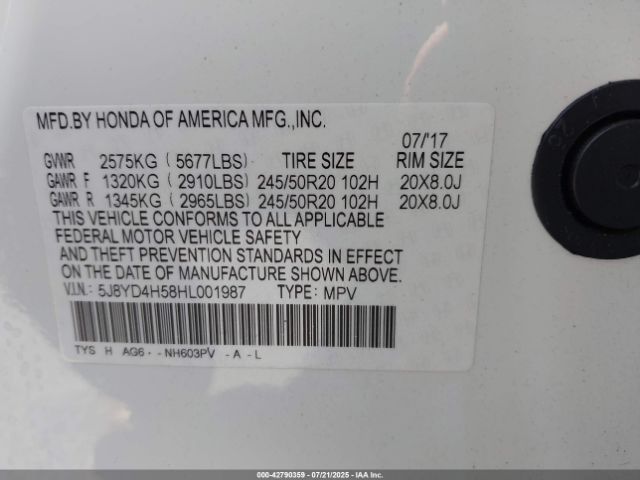 2017 ACURA MDX 5J8YD4H58HL001987 Photo 8