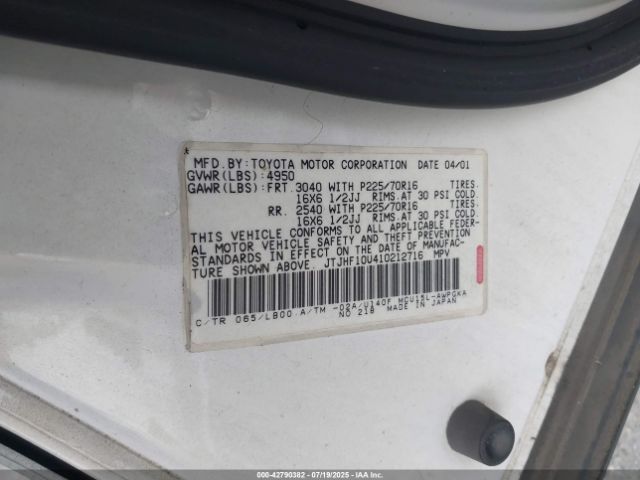 2001 LEXUS RX 300 JTJHF10U410212716 Photo 8