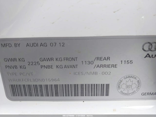 2013 AUDI A4 WAUKFCFL3DN015964 Photo 8