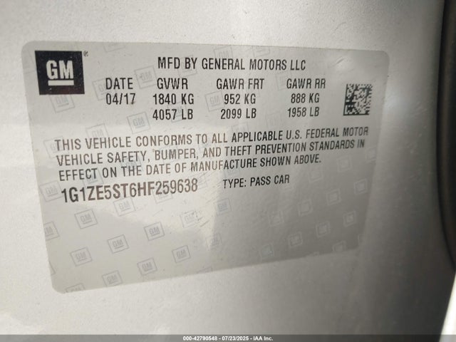 1G1ZE5ST6HF259638 Chevrolet lfv - di: direct injection, vvt: variable valve timing, gen 1