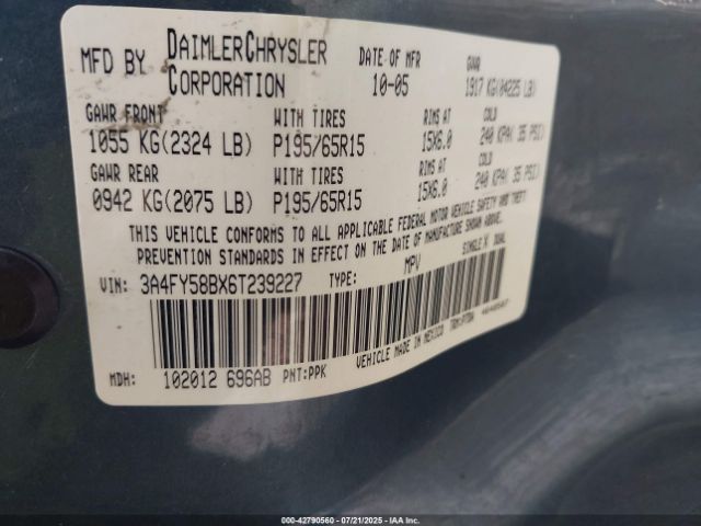 2006 CHRYSLER PT CRUISER 3A4FY58BX6T239227 Photo 8