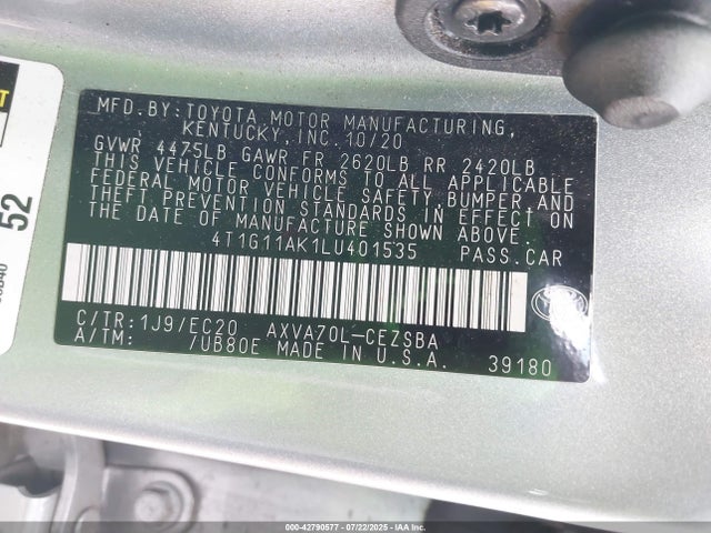 4T1G11AK1LU401535 Toyota a25a-fks