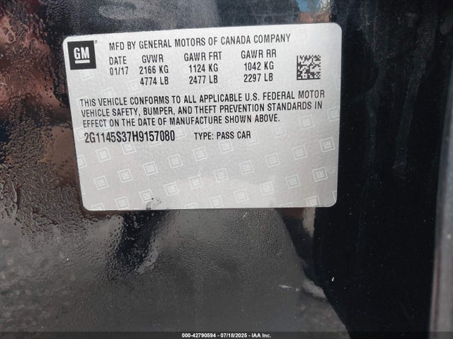 2G1145S37H9157080 Chevrolet lfx - sidi: spark ignited direct injection, vvt, e85 max, alum