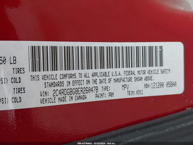 2C4RDGBG8ER260478 Dodge Grand Caravan