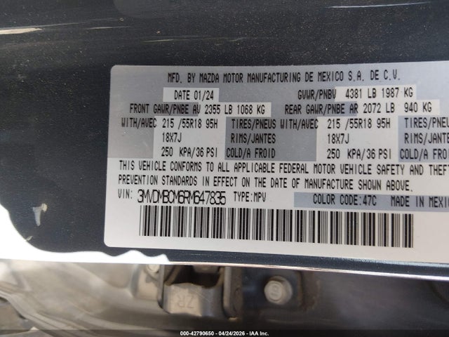 Продажа на аукционе авто 2024 Mazda Cx-30 2.5 S Carbon Edition, vin: 3MVDMBCM6RM647835, номер лота: 42790650
